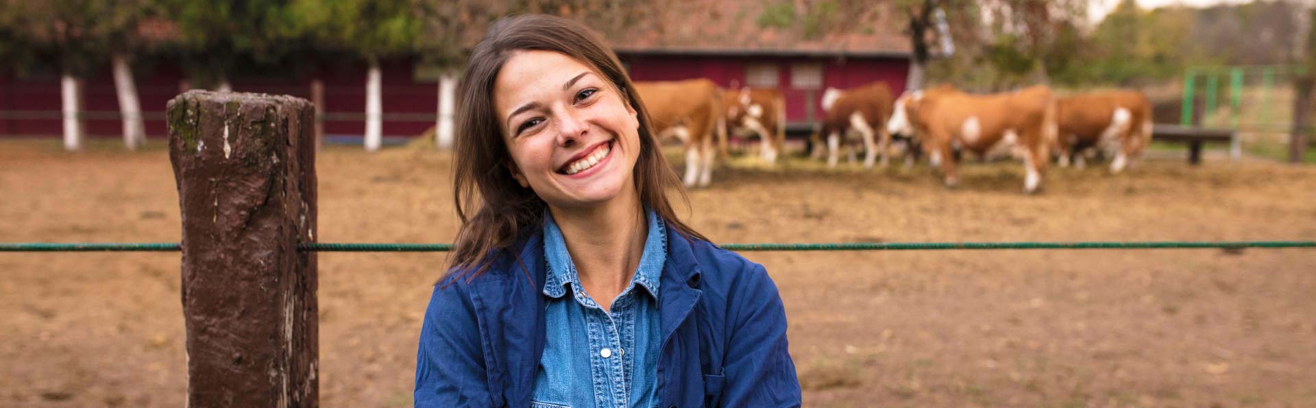 Young woman standing in from of cattle - Zoetis